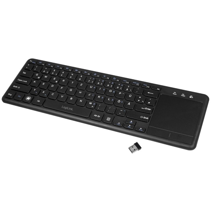 LogiLink wireless keyboard with touchpad, QWERTZ layout, black