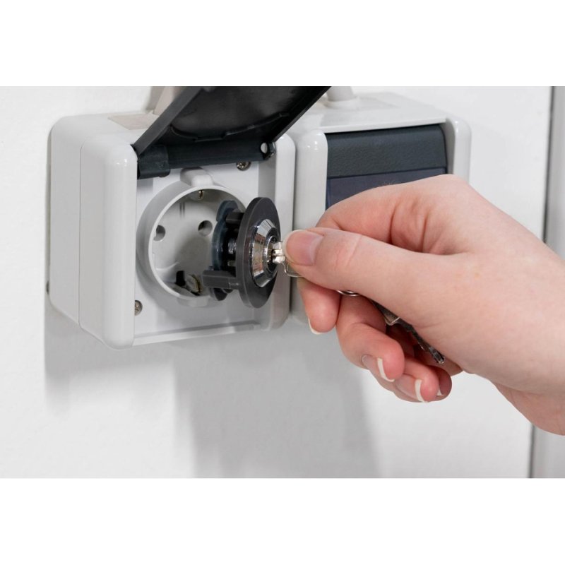 uniTEC Elektro stopcontactslot voor geaard stopcontact, inclusief 2 sleutels