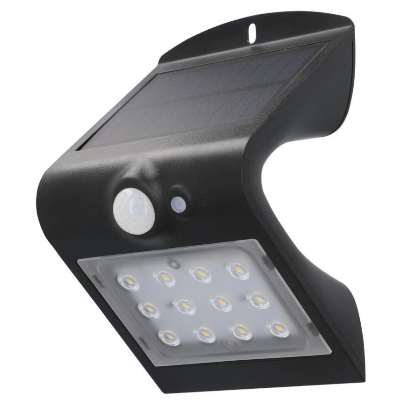 uniTEC Elektro solar LED wandlamp met bewegingsmelder, zwart