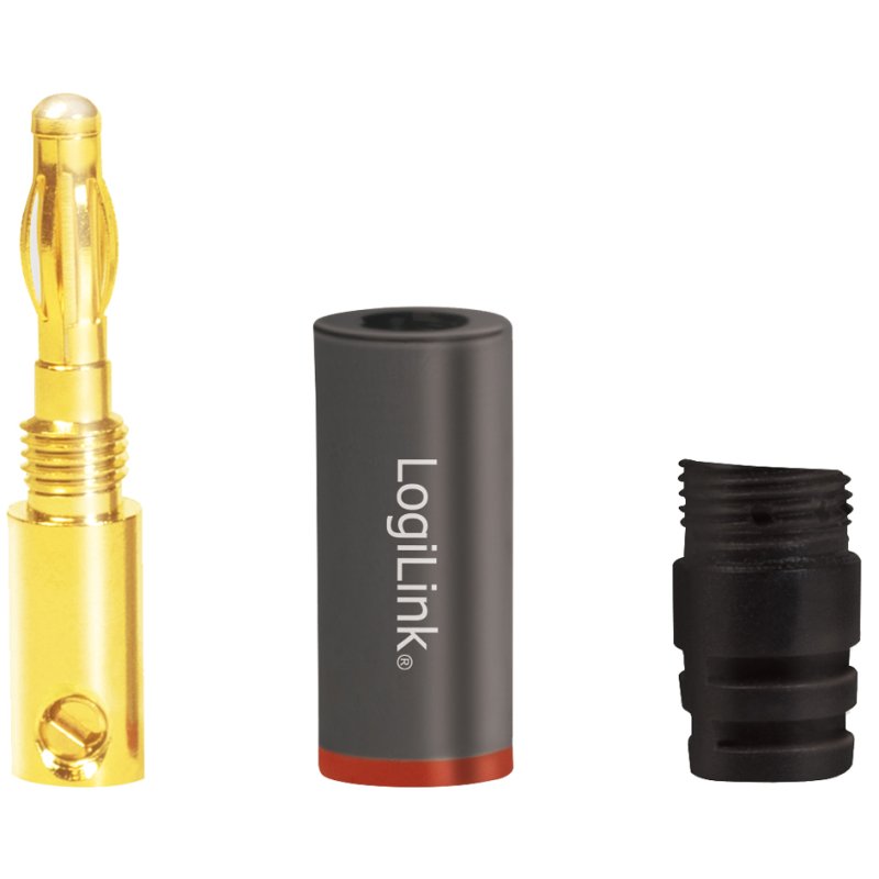 LogiLink connecteurs banane set, 4 pièces, connecteurs dorés, 2 paires