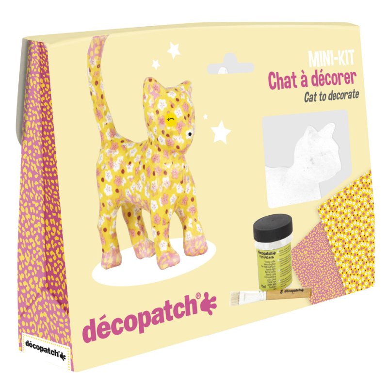 Décopatch Set Papier-mâché Chat, 5 pièces, à partir de 6 ans