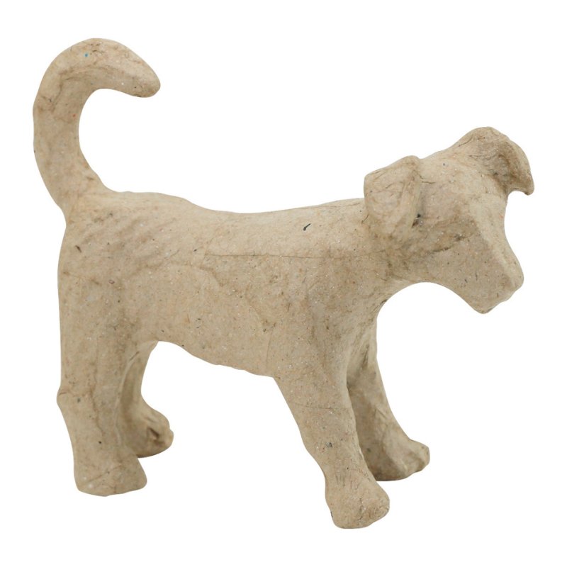 décopatch figure en papier-mâché chien, beige naturel, 110×35×85 mm