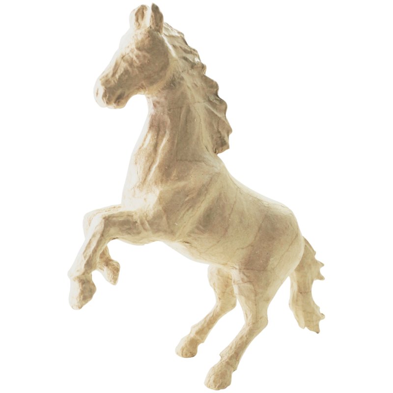 décopatch papier-mâché figurine cheval, brun naturel, 23 cm de haut, carton renforcé