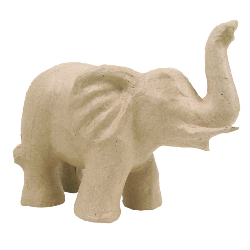 décopatch papier-mâché éléphant figurine, beige naturel, 17 cm, carton renforcé