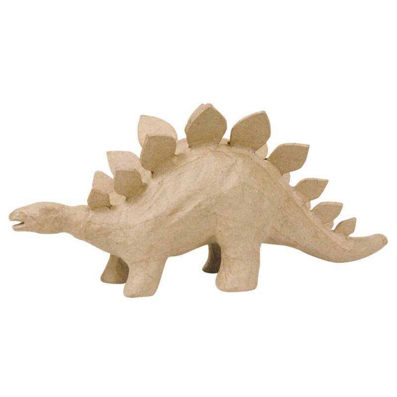 Figurine en papier-mâché décopatch Stégosaure, brun naturel, 15 cm