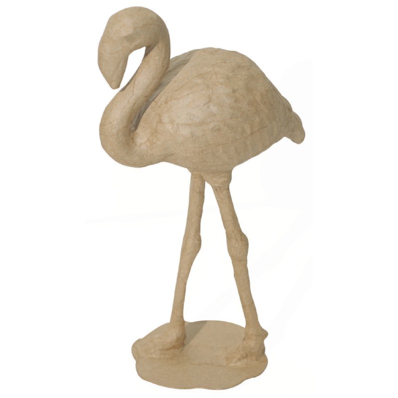 décopatch Figurine en carton flamant rose, 27 cm, naturel