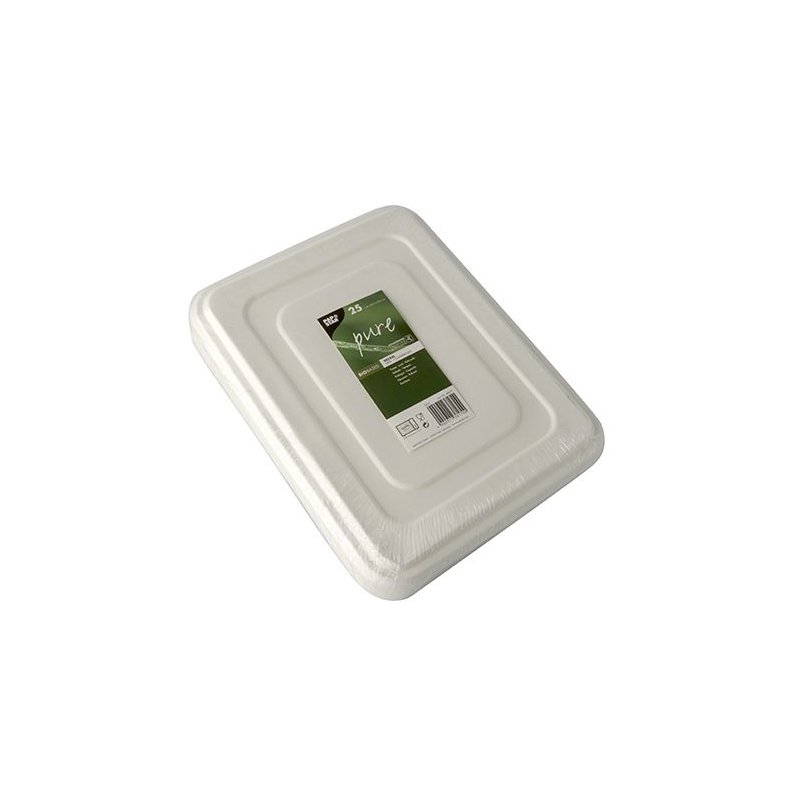 PAPSTAR plateaux-menus bagasse, 5 compartiments, blanc, 25 pièces