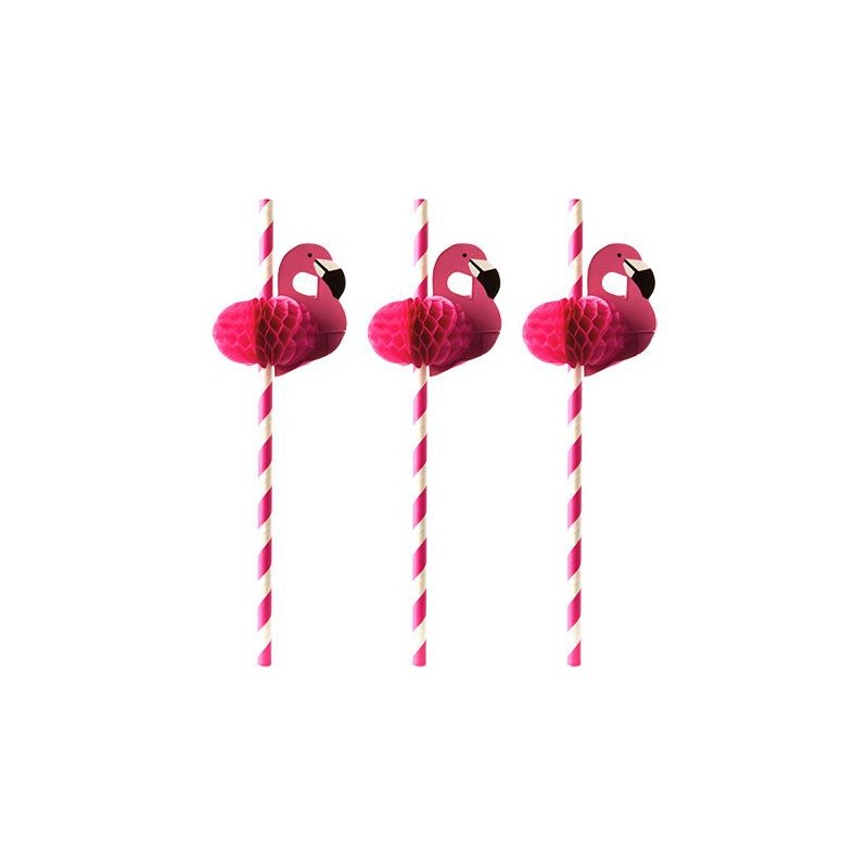 PAPSTAR pailles en papier flamant rose, rose/blanc, 200 mm, 50 pièces
