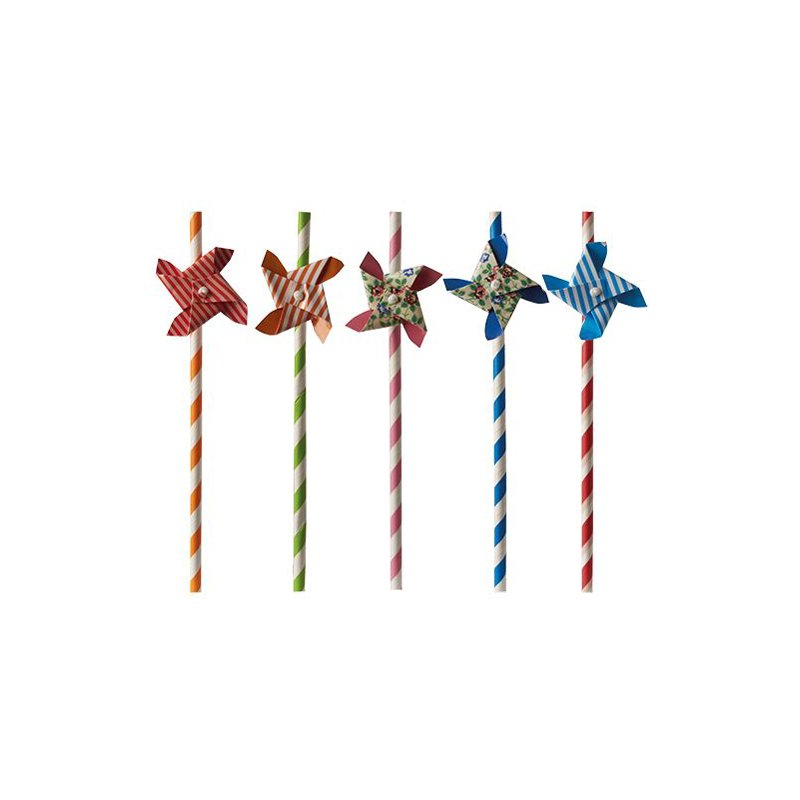 PAPSTAR pailles en papier Windmill, couleur, 200 mm, 50 pièces