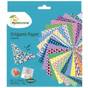 My Mandarine origamibladen Geometrisch, 200×200 mm, kleuren gesorteerd, 60 vel