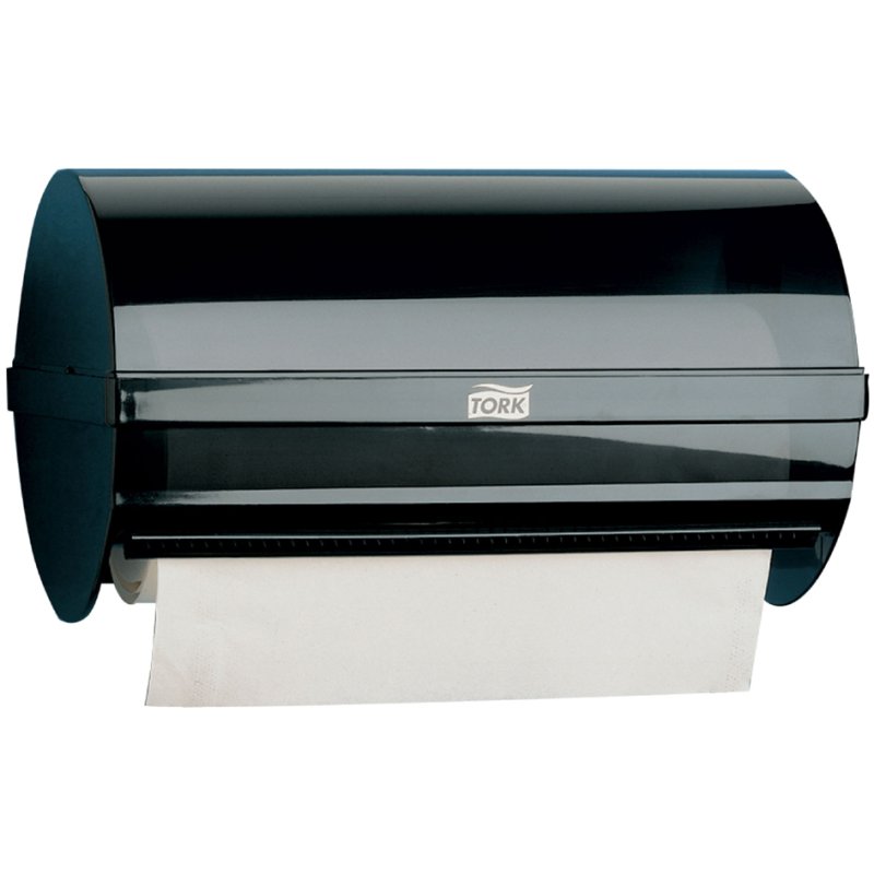 Tork roll holder small size, black, wall mounted, impact-resistant plastic