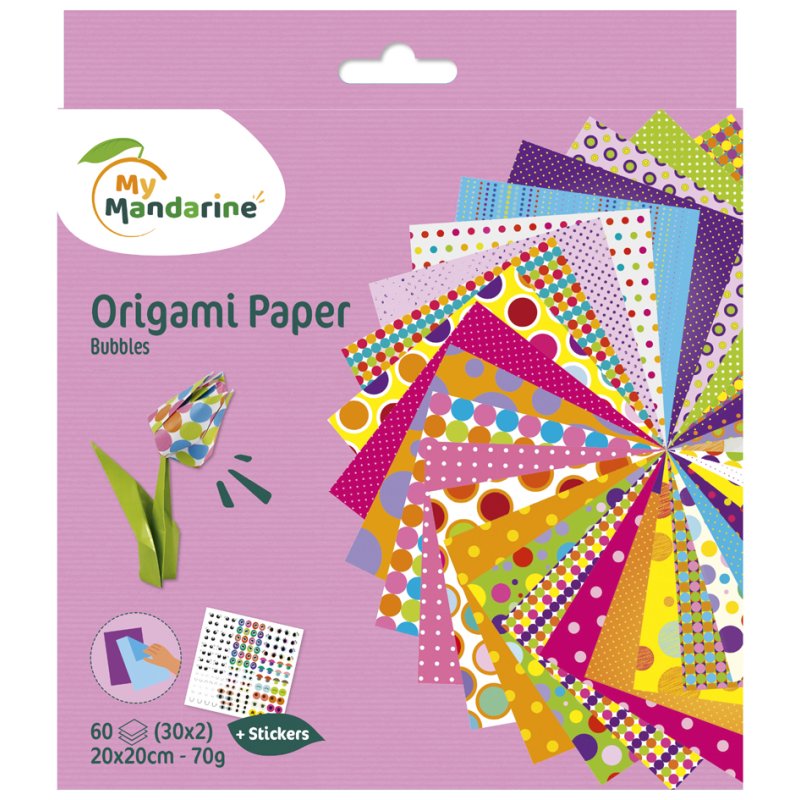 My Mandarine vouwbladen Luchtbellen, 200×200 mm, kleuren gesorteerd, 60 vel