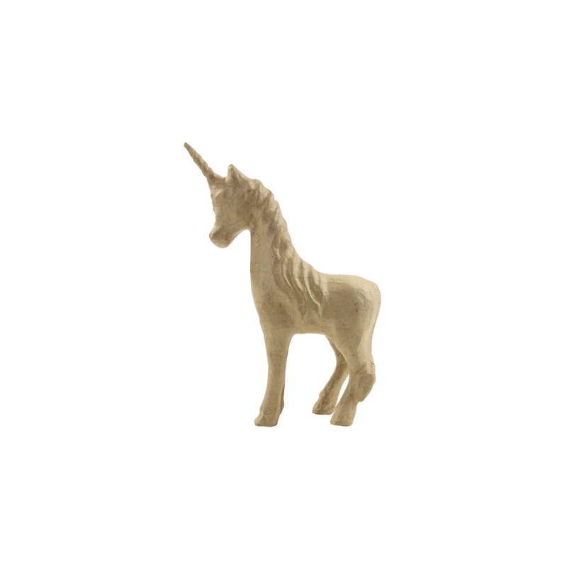 décopatch figurine papier-mâché licorne, naturel brun, 21 cm