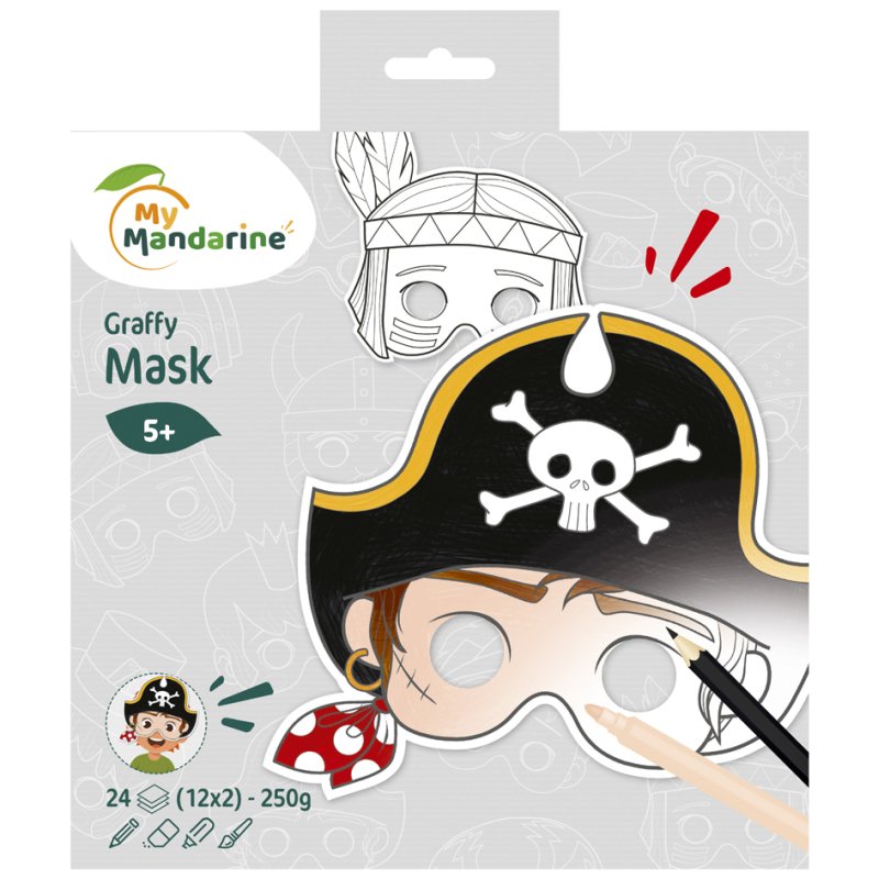 My Mandarine kleurboek maskers Boy, voorgestanst, 24 vel, 200×255 mm