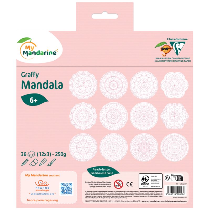 My Mandarine kleurboek Graffy Pop Mandala meisje, voorgestanst, 36 vel, 250 g/m²