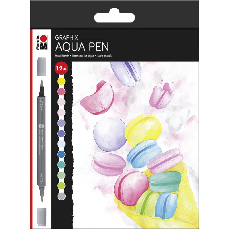 Marabu brushpennen Aqua Pen Graphix IJskristal, doos 12 stuks