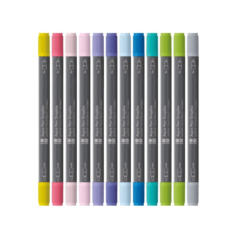 Marabu brushpennen Aqua Pen Graphix IJskristal, doos 12 stuks