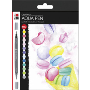 Marabu brushpennen Aqua Pen Graphix IJskristal, doos 12 stuks