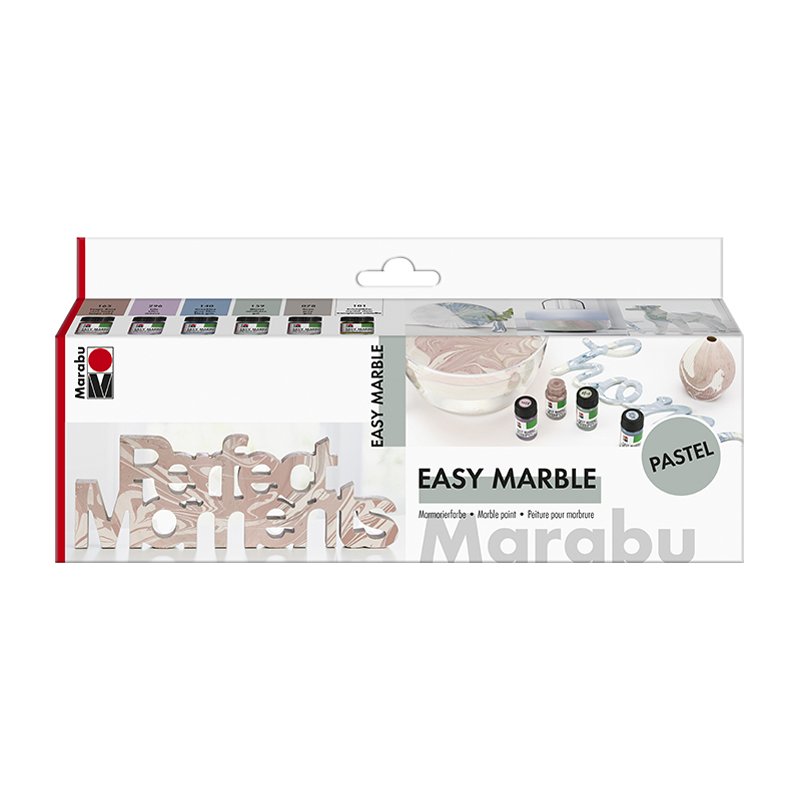 Marabu marmerverf easy marble set, pastelkleuren, 6 × 15 ml