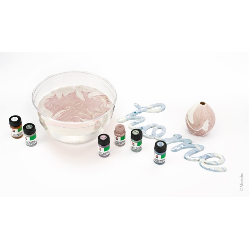 Marabu marmerverf easy marble set, pastelkleuren, 6 × 15 ml