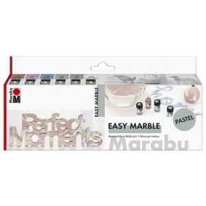 Marabu marmerverf easy marble set, pastelkleuren, 6 × 15 ml