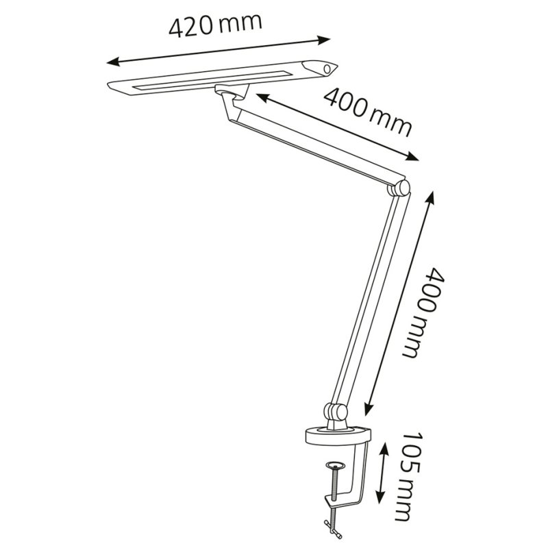 Hansa Lampe de bureau LED Zirkon, pince de table, noir, 12W