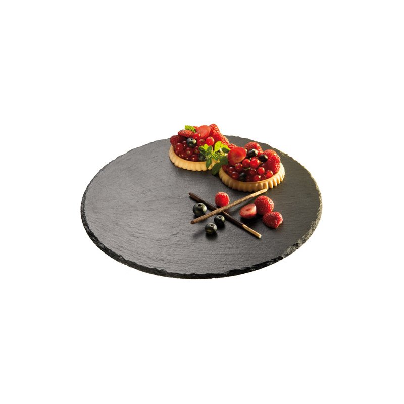 APS ardoise naturelle plateau à tarte, rond, anthracite, 320 mm