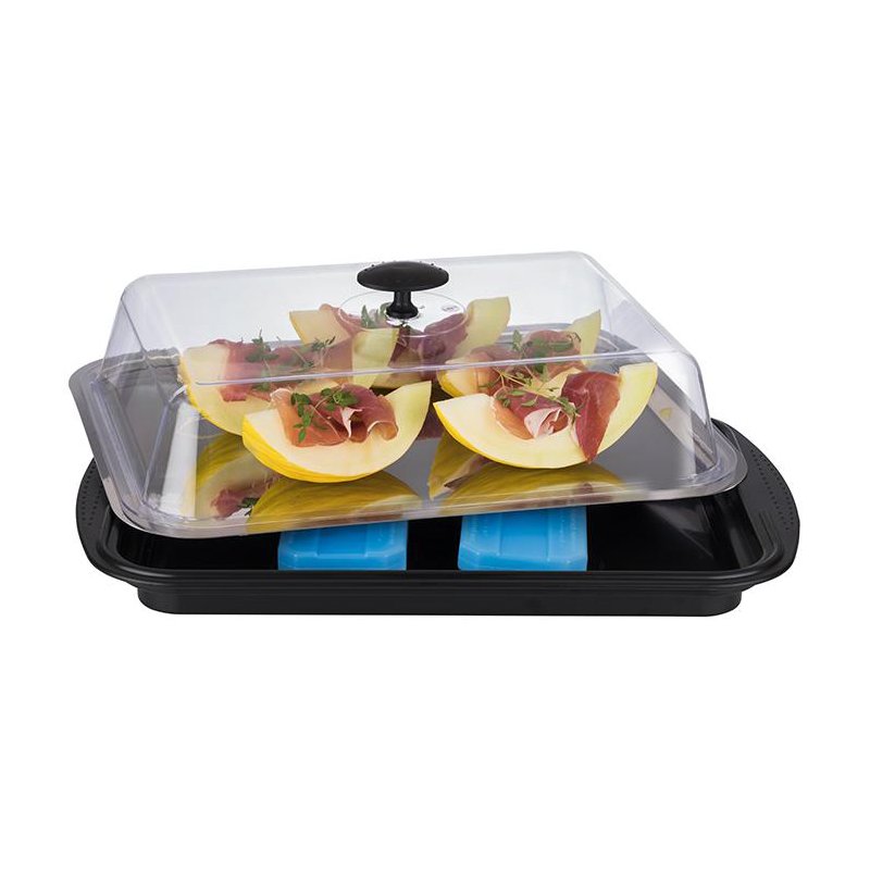 APS Thermo dienblad set, zwart/transparant, 430×290×140 mm