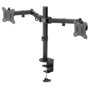 DIGITUS universele dual monitorbeugel, klembevestiging, 15-32 inch, mat zwart