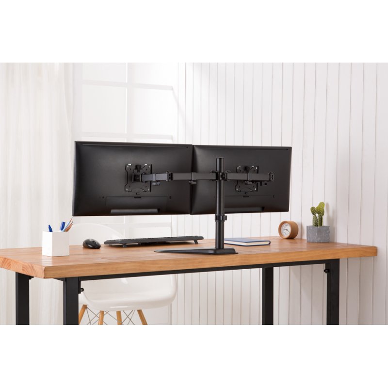 DIGITUS universele dual monitorstandaard, zwart, 15-32 inch, hoogte verstelbaar