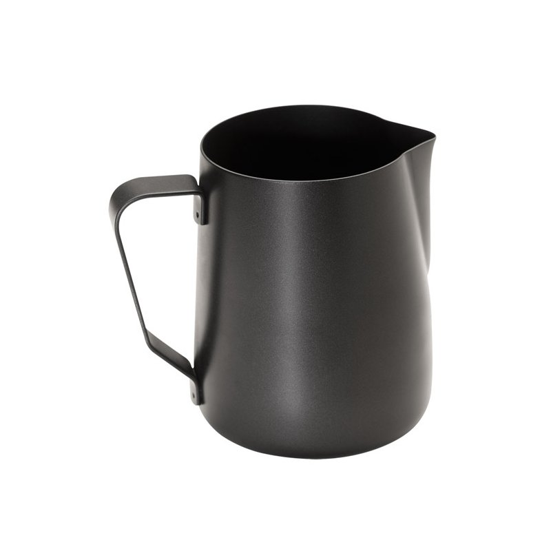 APS Pot à lait, acier inoxydable noir, 0,6 l, avec bec verseur