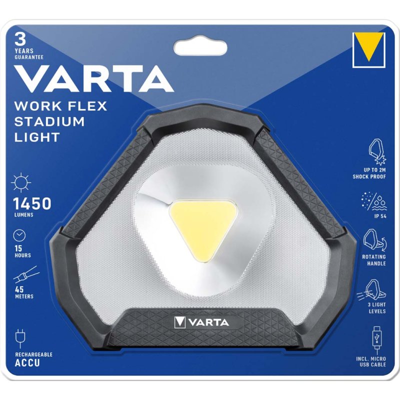 VARTA Work Flex Stadium Light werklamp, oplaadbaar, 1450 lumen, IP54