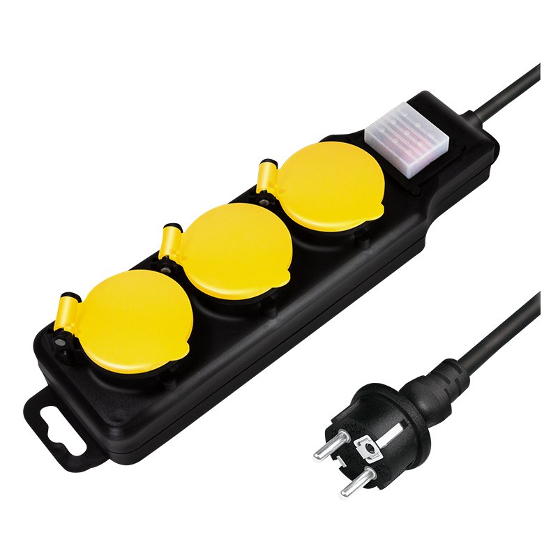 LogiLink multiprise d'extérieur, 3 prises, noir, IP44