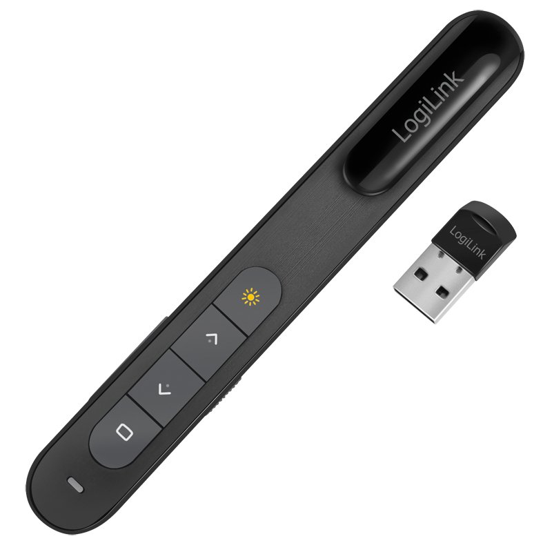 LogiLink présentateur sans fil 2,4 GHz avec pointeur laser, noir