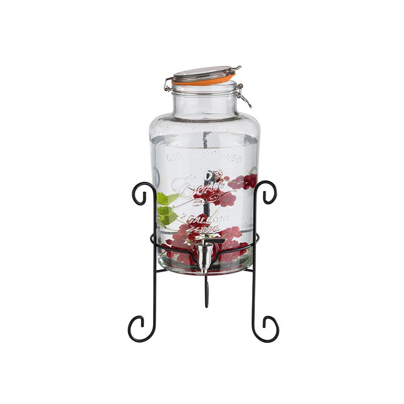 APS drankendispenser OLD FASHIONED, 7 liter, glas met rvs kraan