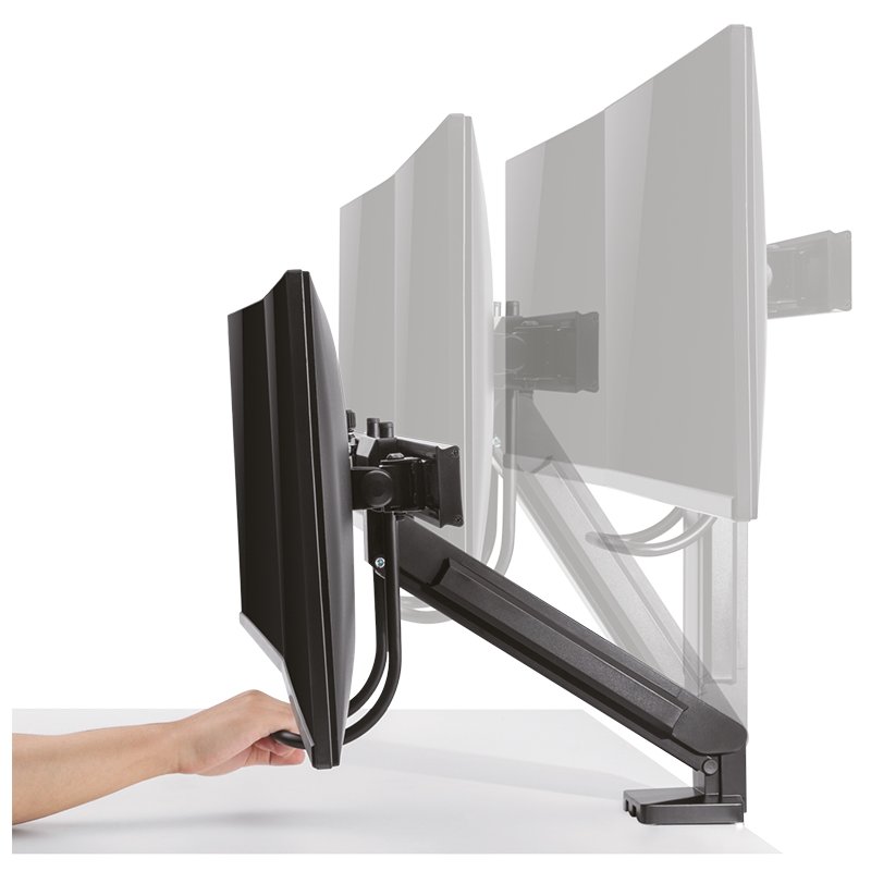 LogiLink bras double écran avec poignée, noir, 17-27 pouces, VESA 75×75/100×100