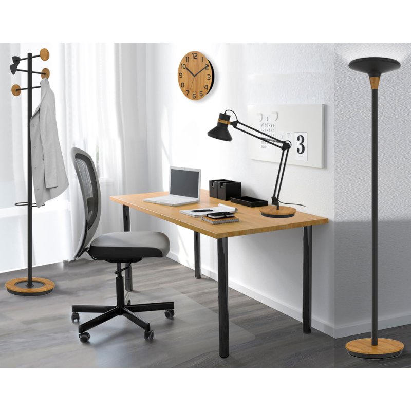 UNiLUX Lampe de bureau LED BAYA Bamboo, noir-bambou, 11,3W, 915 lumens