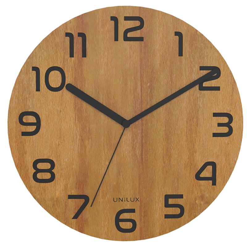 UNiLUX wandklok PALMA Bamboo, zwart-bamboe, 30 cm, quartz