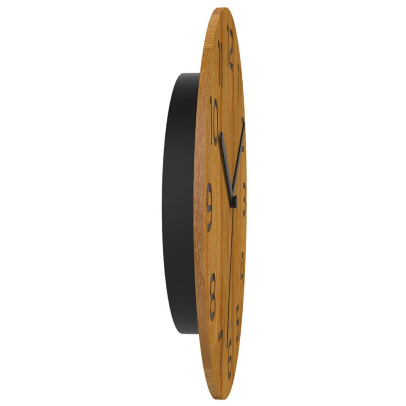 UNiLUX wandklok PALMA Bamboo, zwart-bamboe, 30 cm, quartz