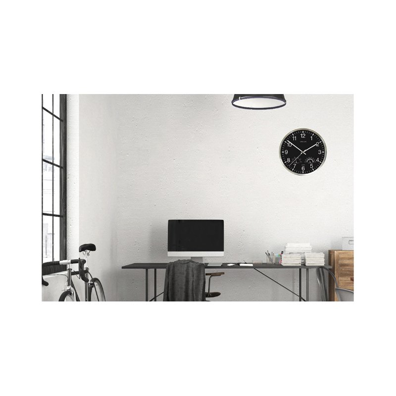 UNiLUX wandklok WETTY, thermometer en hygrometer, diameter 30 cm, zwart