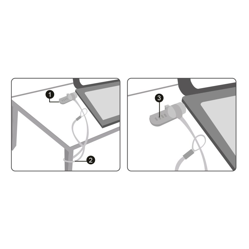 LogiLink laptop lock Noble-Lock cadenas à chiffres, câble acier 1,8 m, argent