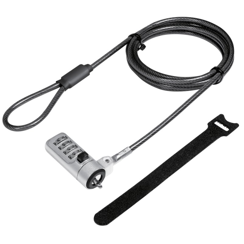 LogiLink laptop lock Noble-Lock cadenas à chiffres, câble acier 1,8 m, argent
