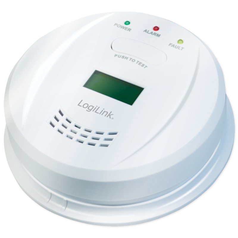LogiLink détecteur de monoxyde de carbone avec écran LCD, blanc, alarme 85 dB