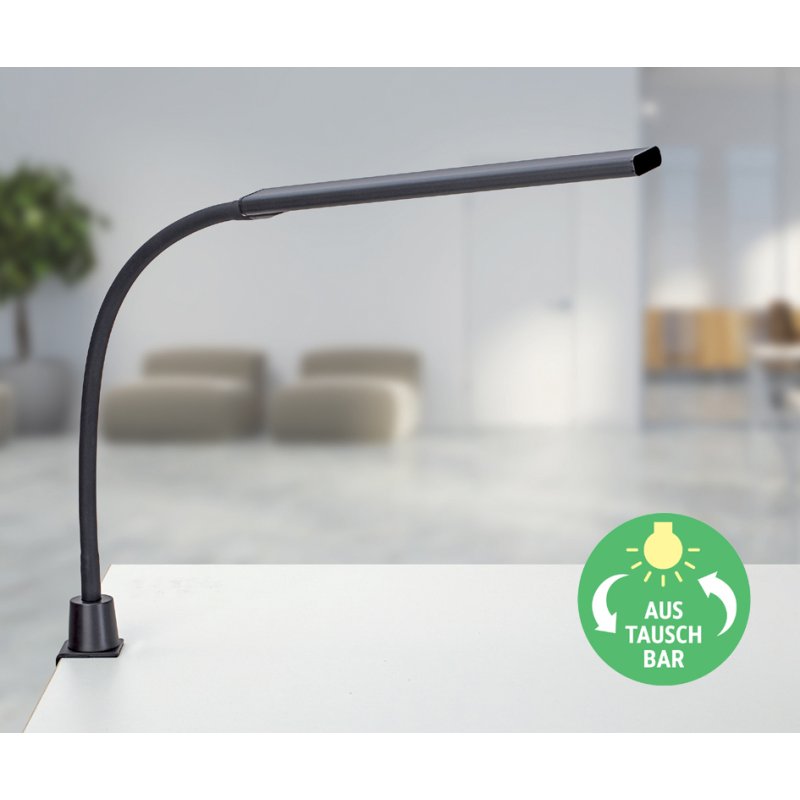 MAUL LED desk lamp MAULpirro, dimmable, white, clamp base