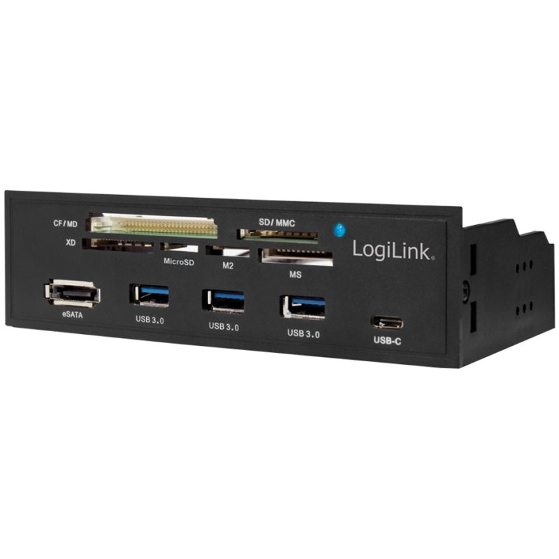 LogiLink multifunction panel 5.25", black, 6-in-1 card reader, USB 3.0