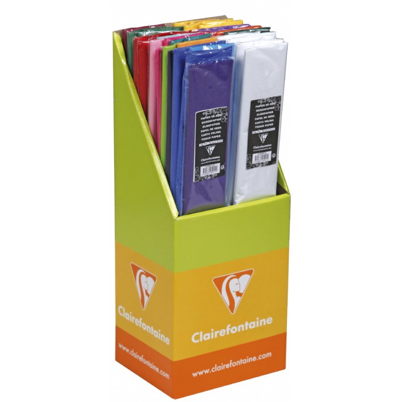 Clairefontaine zijdepapier display, 500×750 mm, gemixt kleuren, 40 rollen