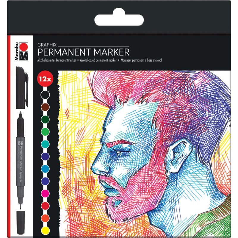 Marabu permanente marker Graphix SIGNIFICANT, dubbele punt, 12 stuks