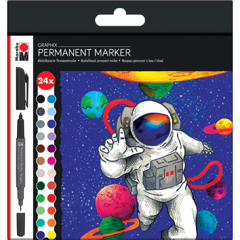 Marabu Graphix permanente markers HERO OF GALAXY, dubbele punt, 24 stuks