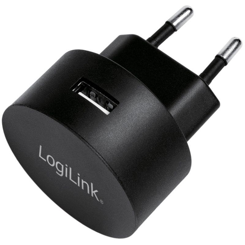 LogiLink USB wall socket adapter fast charging, 1x USB, black, 5V/2.1A