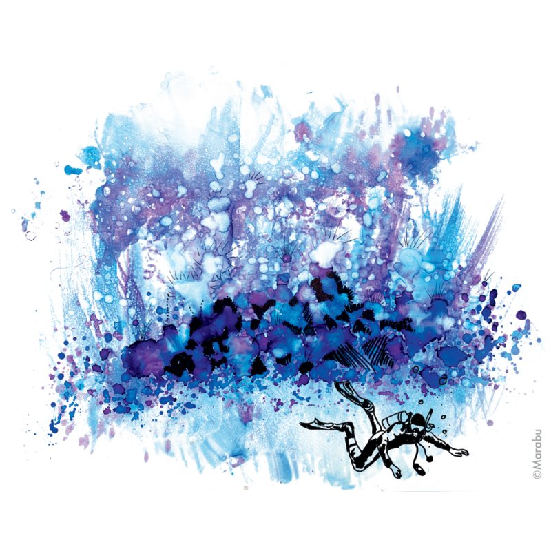 Marabu permanente alcoholinkt set Underwater, 3×20 ml, zwarte marker